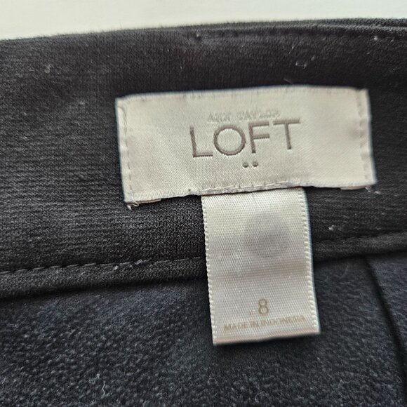 Ann Taylor Loft Women Skirt 8 Medium Black Faux Vegan Leather Short Midi Zipper - Picture 5 of 8